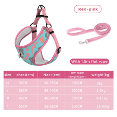 Pet Dog Harness And Leash Set Comfort Breathable Pet Harness Printed Dog Harness for Small Medium Dogs Pet Supplies
