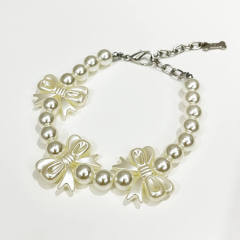 Imitation Pearl Bow Collar Pet Accessories for Cats, Small and Medium Dogs