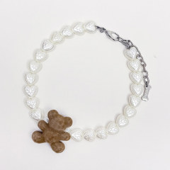 Bear Heart Beaded Collar Pet Accessories, Suitable for Cats, Small and Medium Dogs