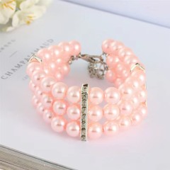 Three-row pearl pet collar, cat and dog necklace jewelry