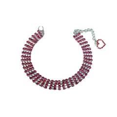 Four rows of diamond pet collars, cat and dog chains, heart-shaped accessories