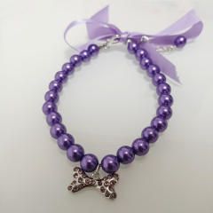 Pet jewelry pearl necklace bone pendant for small and medium dogs