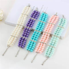 Three-row pearl pet collar, cat and dog necklace jewelry