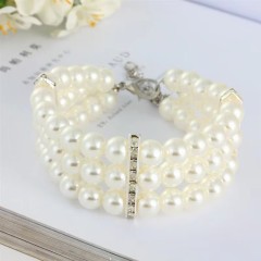 Three-row pearl pet collar, cat and dog necklace jewelry