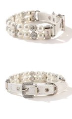 Pet collar White Pearl collar leash set bestselling dog and cat chain collar