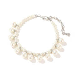 Pet supplies Small and medium-sized dog collar lead rope neck collar Pearl cat necklace dog collar collar accessories