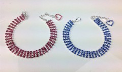 Four rows of diamond pet collars, cat and dog chains, heart-shaped accessories