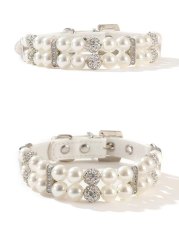 Pet collar White Pearl collar leash set bestselling dog and cat chain collar