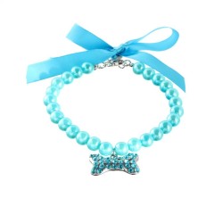 Pet jewelry pearl necklace bone pendant for small and medium dogs