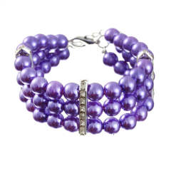 Three-row pearl pet collar, cat and dog necklace jewelry