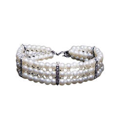 Three-row pearl pet collar, cat and dog necklace jewelry