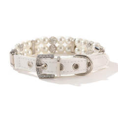 Pet collar White Pearl collar leash set bestselling dog and cat chain collar
