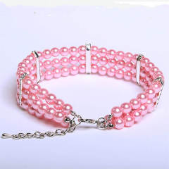 Three-row pearl pet collar, cat and dog necklace jewelry