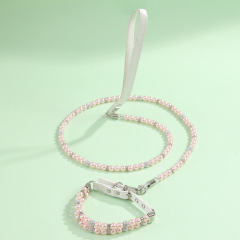 Pet Supplies Pearl Collar Leash Collar Collar Cat and Dog Necklace Small Dog Collar Leash Set