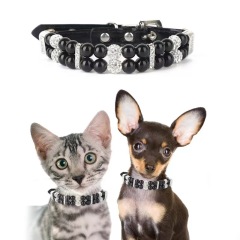 Pet Supplies Pearl Collar Leash Collar Collar Cat and Dog Necklace Small Dog Collar Leash Set