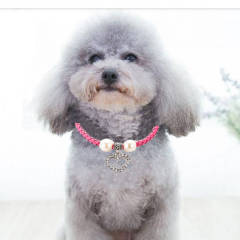Pet woven leather rope bell pet collar