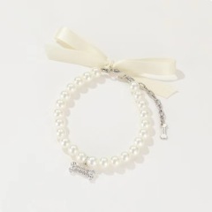 Pet supplies collar leash neck necklace Pearl Cat necklace Small dog collar accessories