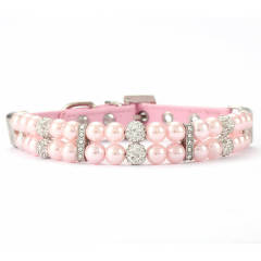 Pet Supplies Pearl Collar Leash Collar Collar Cat and Dog Necklace Small Dog Collar Leash Set