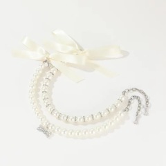 Pet supplies collar leash neck necklace Pearl Cat necklace Small dog collar accessories