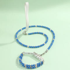 Pet Supplies Pearl Collar Leash Collar Collar Cat and Dog Necklace Small Dog Collar Leash Set
