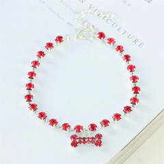 Rhinestone Single Row Pet Bone Pendant Ornament