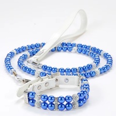 Pet Supplies Pearl Collar Leash Collar Collar Cat and Dog Necklace Small Dog Collar Leash Set