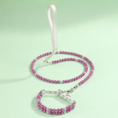 Pet Supplies Pearl Collar Leash Collar Collar Cat and Dog Necklace Small Dog Collar Leash Set