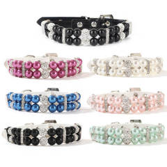 Pet Supplies Pearl Collar Leash Collar Collar Cat and Dog Necklace Small Dog Collar Leash Set