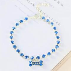Rhinestone Single Row Pet Bone Pendant Ornament