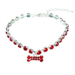 Rhinestone Single Row Pet Bone Pendant Ornament