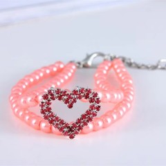 Two Row Pearl Rhinestone Heart Pet Ornament