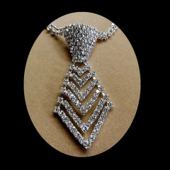 Rhinestone V-Tie Dog Necklace
