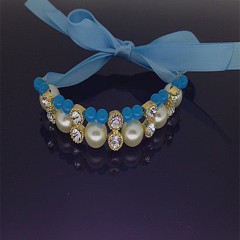 Ribbon Pearl Bow Pet Collar Ornament