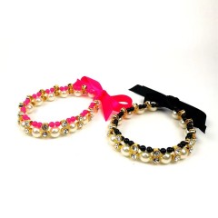 Ribbon Pearl Bow Pet Collar Ornament