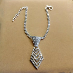 Rhinestone V-Tie Dog Necklace