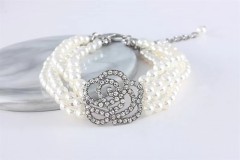 Four rows of pearl point diamond rose pet jewelry