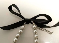 Ribbon Faux Pearl Bone Pendant Cat and Dog Ornament