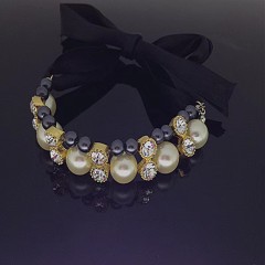 Ribbon Pearl Bow Pet Collar Ornament