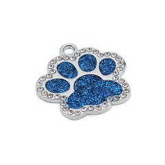 Hot Selling Lovely Paw Shape Pet Dog Tags Luxury Glitter Diamond Alloy Custom Engraving Laser ID DIY Dog Cat Name Tag