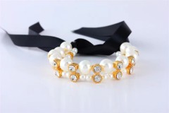Ribbon Pearl Bow Pet Collar Ornament