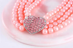 Four Row Pearl Heart Pet Necklace Jewelry