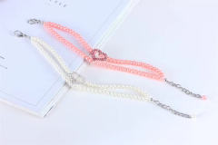 Two Row Pearl Rhinestone Heart Pet Ornament