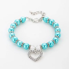 Pet Pearl Necklace Heart Shape Cat and Dog Jewelry