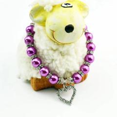 Pet Pearl Necklace Heart Shape Cat and Dog Jewelry