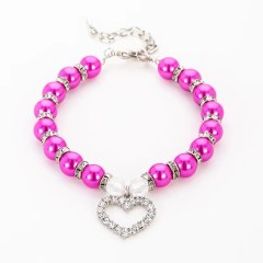 Pet Pearl Necklace Heart Shape Cat and Dog Jewelry
