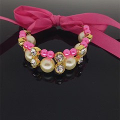 Ribbon Pearl Bow Pet Collar Ornament