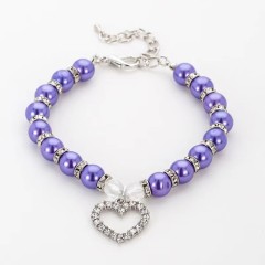 Pet Pearl Necklace Heart Shape Cat and Dog Jewelry