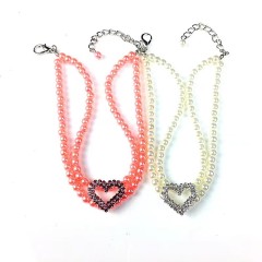 Two Row Pearl Rhinestone Heart Pet Ornament