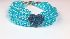 Four Row Pearl Heart Pet Necklace Jewelry