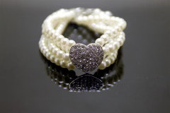 Four Row Pearl Heart Pet Necklace Jewelry